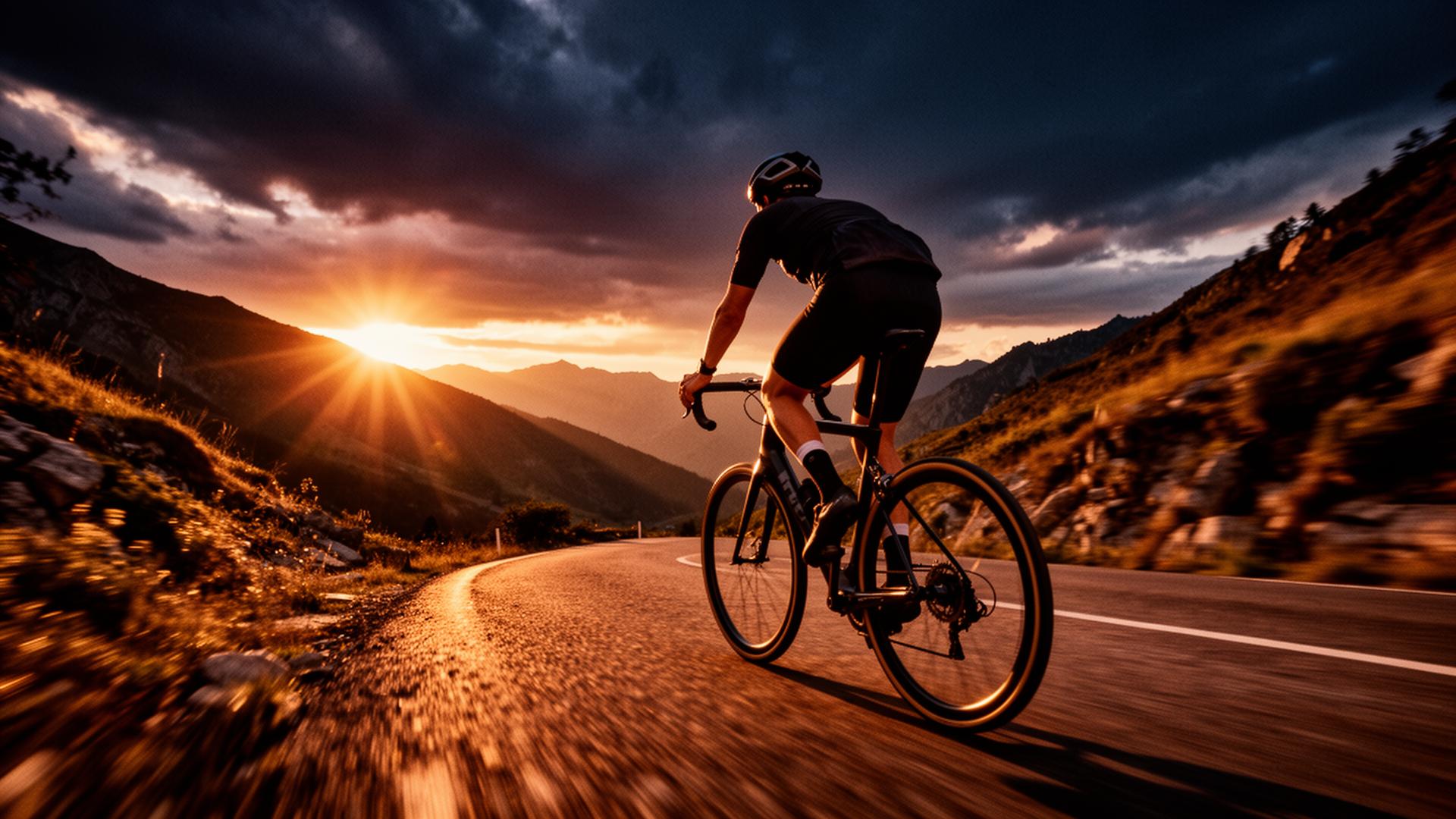 Endurance athlete training outdoors at sunset
